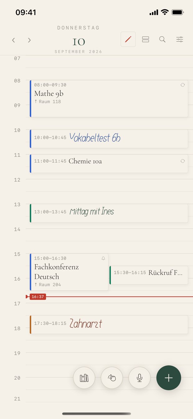 Chartula auf dem iPhone mit der Tagesansicht