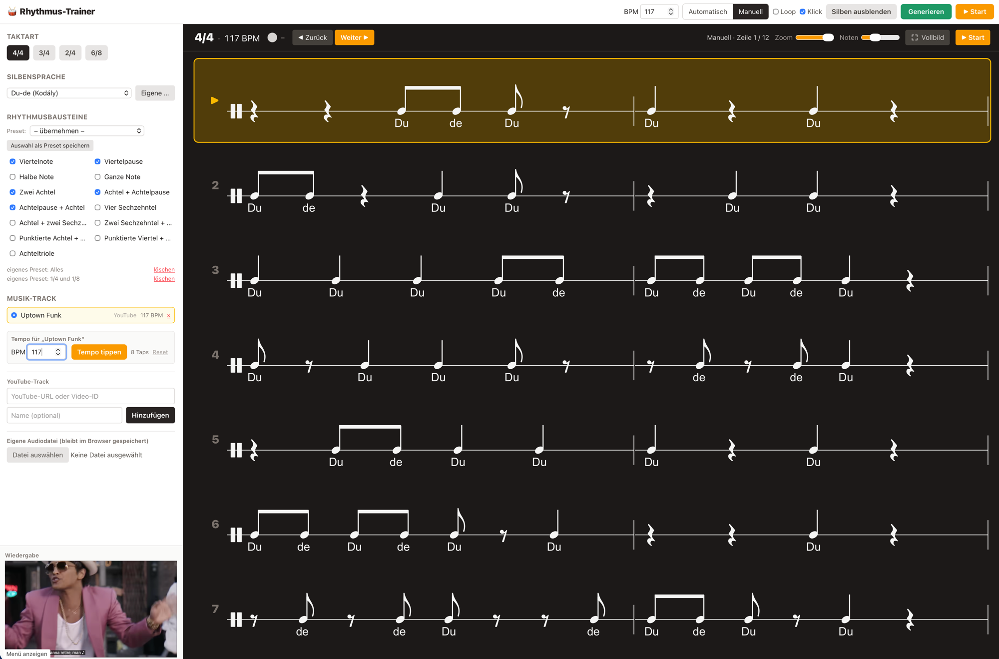 Rhythmus-Trainer Screenshot
